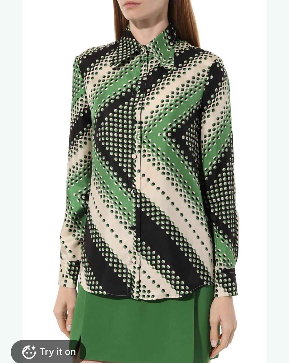 Gucci Chevron-Print Silk Top